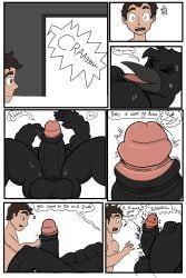 absurd_res anthro avian balls big_balls big_penis bird corvid corvus_(genus) crow duo genital_growth genitals growth hi_res human humanoid kogo male male/male mammal muscular muscular_male oscine passerine penis penis_growth size_difference vein veiny_penis