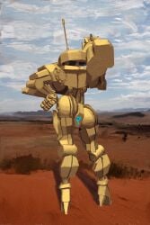 ass ass_focus ass_up ass_visible_through_thighs bodily_fluids detailed_background dripping dripping_cum dripping_semen giantess holding_object holding_weapon machine presenting_anus presenting_ass robot robot_girl robot_humanoid solo solo_female solo_focus standing tank_top thefirstlastwatcher unusual_bodily_fluids unusual_cum unusual_genitalia weapon