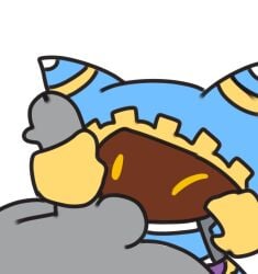 anon anthro anthro_on_human brown_body cock consensual consent curious dick enthusiastic enthusiastic_consent gay gay_handjob gloved_handjob gloves handjob human kirby_(series) magolor one_eye_closed penis penis_out penis_worship size_difference thehorneytea waddling_head y/n yellow_eyes