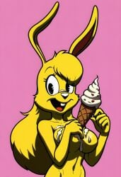 ai_generated female furry ice_cream ice_cream_on_breasts jazz_jackrabbit_(series) lori_jackrabbit self_upload