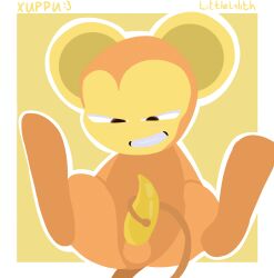1boy abstract_background absurd_res animal_genitalia anthro balls cock erection feral first_porn_of_character ibispaintx kwami littlelilith male male_only miraculous_ladybug monkey monkey_ears monkey_tail orange_body smile solo tagme tail tail_masturbation wtf xuppu_(miraculous_ladybug) yellow_penis