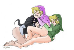 dark_link four_swords gay izzylover link male multiple_persona selfcest the_legend_of_zelda threesome yaoi