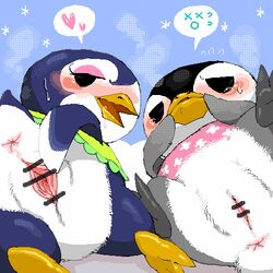 animal_crossing aurora_(animal_crossing) blush censored gwen_(animal_crossing) mokokichi nintendo penguin pussy tagme