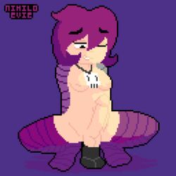 1futa clothing dickgirl dildo exposed_torso futa_only futanari gaz_membrane goth hard_pixels human intersex invader_zim nihiloevie nipples penetration pixel_art purple_hair pussy short_hair simple_background solo stockings