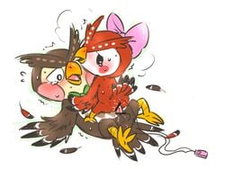 animal_crossing anthro anthro_only balls blathers_(animal_crossing) celeste_(animal_crossing) censored denmoko incest nintendo no_humans owl penis pussy source_request year_request