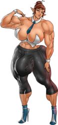 1futa abs big_balls big_breasts big_bulge big_muscles big_penis blue_eyes bodybuilder bulge elf futa_only futanari hi_res highres intersex moxy_(character) moxydoxy muscles muscular muscular_futanari pointy_ears red_hair solo_futa