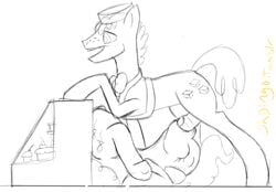 2012 black_and_white carrot_cake_(mlp) cutie_mark duo equine fellatio female feral freckles friendship_is_magic horse male monochrome my_little_pony open_mouth oral oral_sex pinkie_pie_(mlp) plain_background pony pussy sex shdingo sketch straight throat_swabbing upside-down white_background