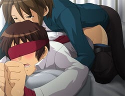 anal bdsm blindfold blush bondage gay human koizumi_itsuki kyon male male_only multiple_boys necktie open_mouth suzumiya_haruhi_no_yuuutsu yaoi