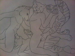 anthro barbs biceps body_markings canine equine facial_piercing feline fur furry knot male markings muscles nose_piercing nose_ring oral oral_sex orgasm panther penetration penis piercing sex stripes wolf zebra