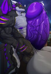 balls bara bodybuilder furry hyper hyper_balls hyper_cock hyper_genitalia hyper_penis hyper_testicles male male_only muscles muscular muscular_arms muscular_male muscular_thighs penis testicles wolfblack43