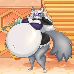 bbw big_beautiful_woman big_belly curvy_hips fat_female female gluttony hellhound helluva_boss huge_belly huge_breasts humongous_belly ic-icle massive_belly massive_breasts oc overweight overweight_female sly_cooper_(series) tall_female