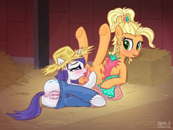 2014 anus applejack_(mlp) cunnilingus equine female feral friendship_is_magic horn horse mammal my_little_pony oral oral_sex pony pussy rarity_(mlp) sex syoee_b unicorn vaginal_penetration yuri