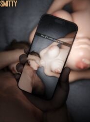3d 3d_(artwork) abs balls_deep blender_(software) blowjob breasts cuckquean deepthroat fellatio gangbang hand_on_neck large_breasts lesbian_with_male masturbating_during_fellatio muscular_male nude orientation_play overwatch pov selfie smitty34 sword_swallowing_position tracer