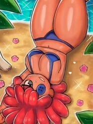 1girls 2020 2025 beach big_breasts big_thighs bikini bikini_bottom bikini_top blue_bikini cartoon feet female flower glitch_productions huge_breasts huge_thighs instagram_link leaf lying lying_on_ground lying_on_sand massive_thighs no_ai one_eye ragatha ragatha_(tadc) ragatha_(the_amazing_digital_circus) red_hair shiny_skin solo the_amazing_digital_circus tony_welt two-piece_swimsuit water western_cartoon wide_hips