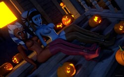 2012 2girls 3d aayla_secura ahsoka_tano buckles clone_wars female female_only halloween high_heel_boots high_heels jack-o'-lantern jedi kondaspeter leather_boots multiple_girls star_wars tagme the_clone_wars:_season_four thighhigh_boots togruta twi'lek