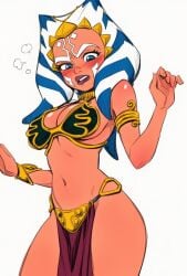 1girls ahsoka_tano ai_generated ass blue_eyes bra breasts exposed_hips female hip_cleavage loincloth slave_bikini slave_leia slave_leia_(cosplay) solo star_wars tagme thighs togruta uravity98114