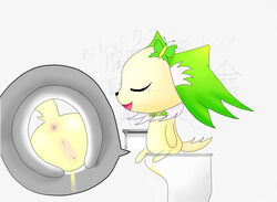 1girls anus canine closed_eyes female female_only feral happy jewelpet jewelpet_(species) open_mouth peeing peridot_(jewelpet) pussy sitting solo toilet toilet_use watersports white_background