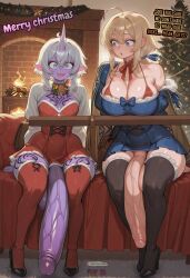 2futas ai_assisted ai_generated big_balls big_breasts big_penis duo fate/grand_order fate_(series) futa_only futanari gift high_heels league_of_legends multiple_futa multiple_penises neptuwaifu padoru penis penis_to_the_ankles penis_to_the_knees smile soraka surprised