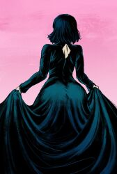 1girls ass ass_focus ass_in_dress back back_focus back_muscles back_view big_ass bottom_heavy bottom_heavy_female butt butt_focus clothed clothed_female clothes clothes_pull clothes_tug clothing dress dress_lift female female_focus female_only fubuki_(one-punch_man) jade_hair one-punch_man redblacktac solo solo_female solo_focus tagme