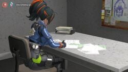 animated fart fart_cloud fart_fetish farting office office_chair pencil_(object) shironekyun tagme video zenless_zone_zero zhu_yuan