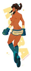 1girls areolae avatar_legends back_view blue_eyes boots boxing boxing_gloves boxing_trunks breast brown_hair clothing color dark-skinned_female dark_skin female female_only footwear gloves handwear human knee_boots korra medium_breasts nipple partially_clothed polapaz123 shorts sideboob solo solo_female solo_focus sport straight_hair teal_boots teal_boxing_gloves teal_gloves the_avatar the_legend_of_korra topless trunks water_tribe white_background