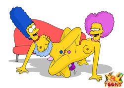 blue_hair breasts color female female_only hair human marge_simpson multiple_females multiple_girls nipples nude selma_bouvier side_view tagme the_simpsons tribadism vulva xl-toons.com yuri