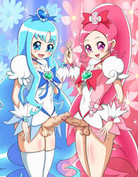 balls blush body_blush bow breasts cleavage clothing cure_blossom cure_marine dickgirl erika_kurumi futa_only futanari heartcatch_precure! heartcatch_pretty_cure! intersex magical_girl mtra penis precure pretty_cure small_breasts stockings testicles thighhighs tsubomi_hanasaki