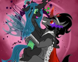 female friendship_is_magic king_sombra_(mlp) my_little_pony necrofeline queen_chrysalis_(mlp) smooth_skin