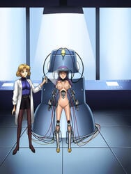 2girls blonde_hair clothing dhe-mhe female female_only labcoat medium_breasts misato_katsuragi multiple_girls neon_genesis_evangelion pantyhose ritsuko_akagi short_hair skirt tagme