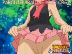 dawn_(pokemon) desto female female_only human no_panties parodieparadise pokemon pussy skirt_lift solo teenager