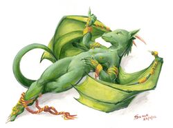 anthro breasts dragon female horn nude pinup pussy scale_(artist) solo wings