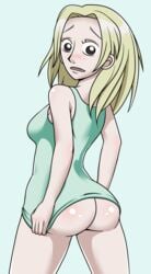 1girls 2d artist_request ass blonde_hair blush bottomless brown_eyes female female_only kaya_(one_piece) one_piece solo thigh_gap