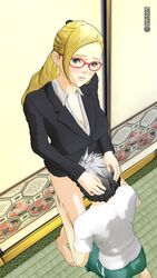 3d blonde_hair cunnilingus female glasses hair illusion_soft oral suit takano wakeari!