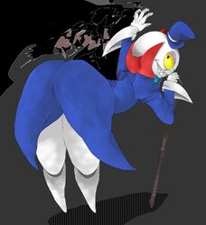 1boy ass background blue_top_hat grey_background male male_only oshare_bones puyo_puyo puyo_puyo_fever red_eyes sega skeleton solo tailcoat top_hat