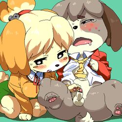 1boy 1girls 2d agemono animal_crossing animal_penis anthro bells blush bottomless brother_and_sister canine canine_penis censor_bar censored chubby closed_eyes clothes cum digby_(animal_crossing) dithering drooling female freckles furry handjob hindpaw human human_on_anthro incest isabelle_(animal_crossing) kent_(animal_crossing) laying_back lying lying_on_back navel necktie nintendo no_humans oekaki office_lady opposite_sex_twins penis plump ponytail saliva sheath shiny_fur shirt shirt_lift shortstack siblings skirt slightly_chubby small_breasts small_penis straight tear tears thick_thighs tie toe_scrunch unbuttoned video_games wide_hips