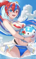 1girls alear_(female)_(fire_emblem) alear_(female)_(seaside_dragon)_(fire_emblem) alear_(fire_emblem) alternate_costume alternate_hairstyle bikini blue_bikini blue_eyes blue_hair blue_swimsuit cleavage fire_emblem fire_emblem_engage fire_emblem_heroes heterochromia medium_breasts nintendo official_alternate_costume official_alternate_hairstyle red_bikini red_eyes red_hair red_swimsuit swimsuit tarutaru193 white_bikini white_swimsuit