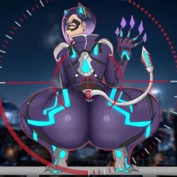 1girls ass awkward black_cat_sombra cat_ears cat_tail female female_only latina overwatch solo sombra