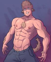 abs bara biceps clothing derpo halloween holidays male male_nipples male_only manly muscular_male nipples pecs werewolf