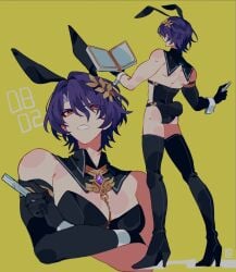 bunnysuit dr._ratio_(honkai:_star_rail) heel_boots heeled_boots heels honkai:_star_rail honkai_(series) male_focus male_only thighhighs