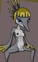 anthro anthro_only areola blue_eyes breasts cetacean dolphin eyelashes female follaoctoamazon furry furry_only genitals gloves_(marking) green_body green_hair green_scales grey_areola grey_background grey_body grey_nipples grey_scales hair hi_res looking_at_viewer mammal marine markings navel nintendo nipples nude pussy riot_act riot_act_dolphin scales short_hair simple_background sitting small_breasts solo splatoon spread_legs spreading toothed_whale unnamed_character wide_hips