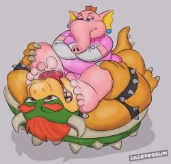 2024 anthro artist_name barefoot bodily_fluids bowser dominant dominant_female duo elephant elephant_peach elephantid feet female foot_fetish foot_lick foot_on_face foot_play hi_res horn king_koopa koopa licking licking_sweat male male/female mammal mario_(series) musk musk_clouds nintendo on_lap princess princess_peach proboscidean radopossum royalty scalie shell sitting_on_lap soles spikes steam submissive submissive_male super_mario_bros._wonder sweat sweaty_feet tongue turtle_shell