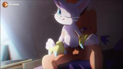 1boy 1girls animated cat cat_ears cat_tail digimon digimon_(species) digimon_adventure digimon_adventure_02 female feral furry gatomon human human_on_anthro male sound video zoruken