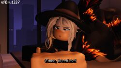 1futa 1girls 3d ambiguous_penetration bed bedroom berz1337 black_body black_fur black_hair hellhound hellhound_(monster_girl_encyclopedia) open_mouth pleasure_face prone_bone roblox robloxian tagme white_hair witch witch_hat