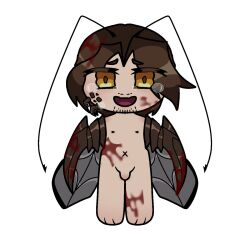 blood bug_features chibi confused_expression crying gregor_(limbus_company) limbus_company project_moon small_penis solo