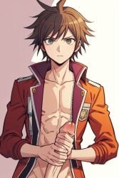 abs ai_generated danganronpa jacket long_dick long_penis naegi_makoto solo_male