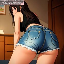 ai_generated ai_hands anime anime_style ass female female_human female_only girl girls jeans_shorts only_female only_girl shorts soli_sketch