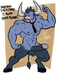 bng bovine cattle erection facial_piercing friendship_is_magic furry furry_only gay iron_will_(mlp) male minotaur my_little_pony necktie no_humans nose_piercing penis piercing