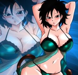 arms_behind_head big_breasts dragon_ball dragon_ball_super dragon_ball_z flamemasterz gine lingerie saiyan saiyan_girl saiyan_tail