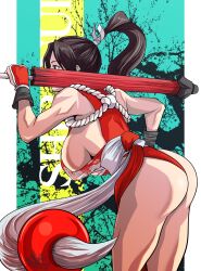 ass big_breasts breasts brown_eyes brown_hair bubble_butt busty fatal_fury female female_focus female_only hourglass_figure king_of_fighters kunoichi large_breasts long_hair mai_shiranui mimiyama_kiichi ninja ponytail sideboob snk tagme thong wide_hips