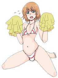 1boy androgynous aqid artist_request balls_in_panties bikini bulge cheerleader crossdressing femboy girly male male_only penis_in_panties pom_poms solo swimsuit trap